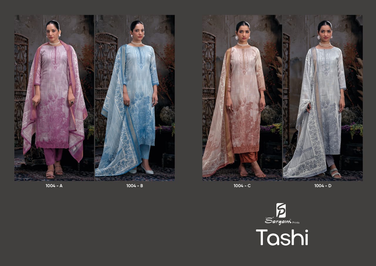 Tashi by Sargam Lilen Printed Embroidery Salwar Suit Wholesalers In India